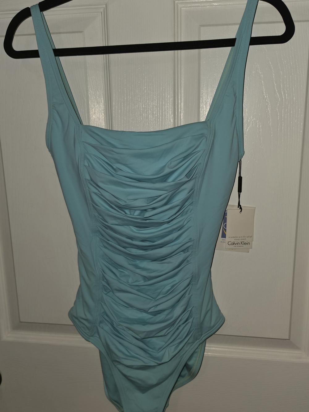 Calvin Klein Light Blue Ruched One-Piece Swimsuit